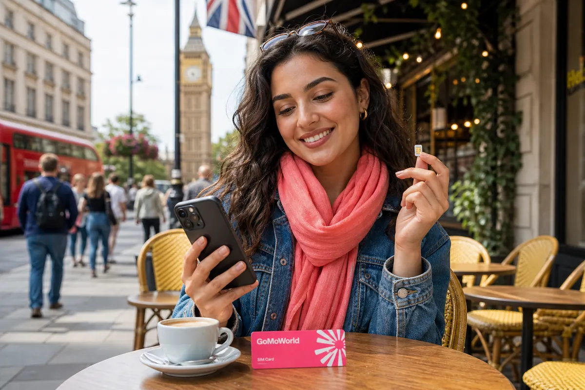 Comparaison entre carte SIM physique et eSIM sur smartphone en voyage.