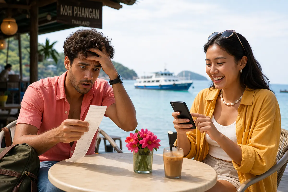 Expensive roaming bill versus peaceful smartphone usage in Thailand.