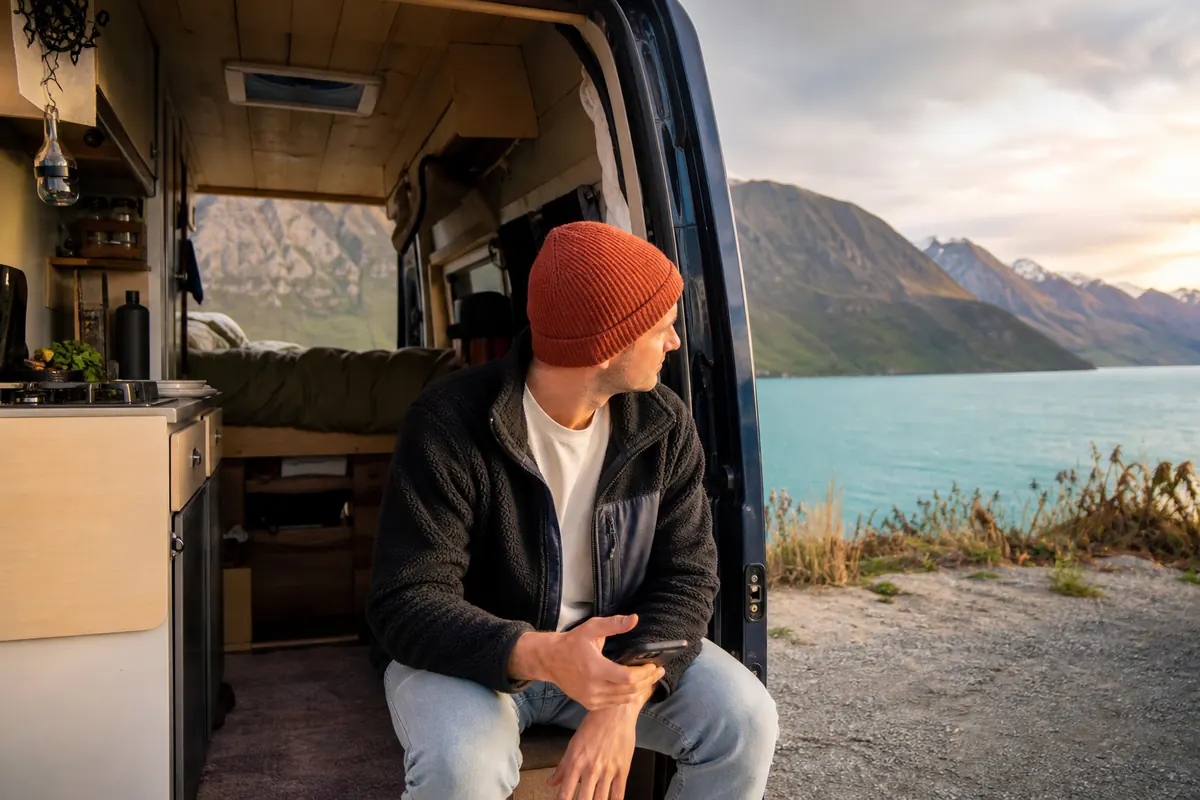 Voyageur configurant son eSIM pour la Nouvelle-Zélande sur smartphone.