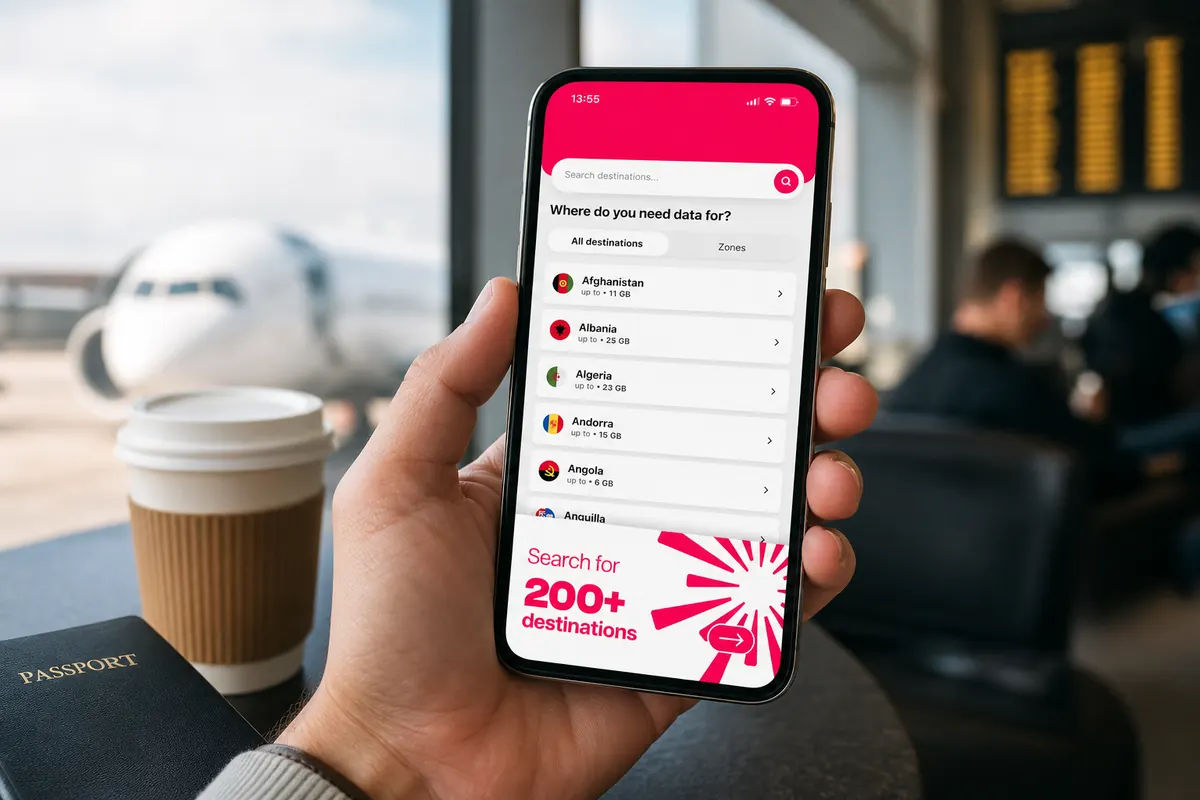 L'écran d'un smartphone affichant l'application GoMoWorld avec un gros bouton ve