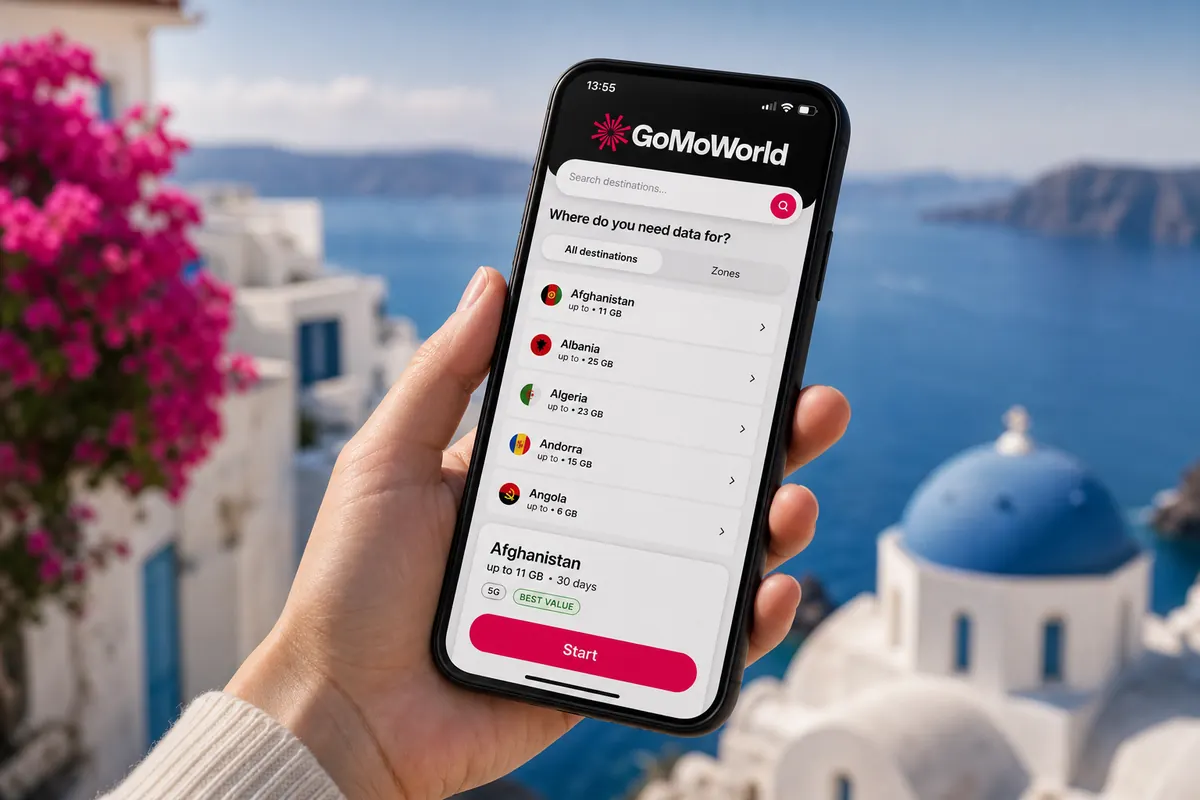 Interface de l'application GoMoWorld montrant le bouton Start pour activer manue