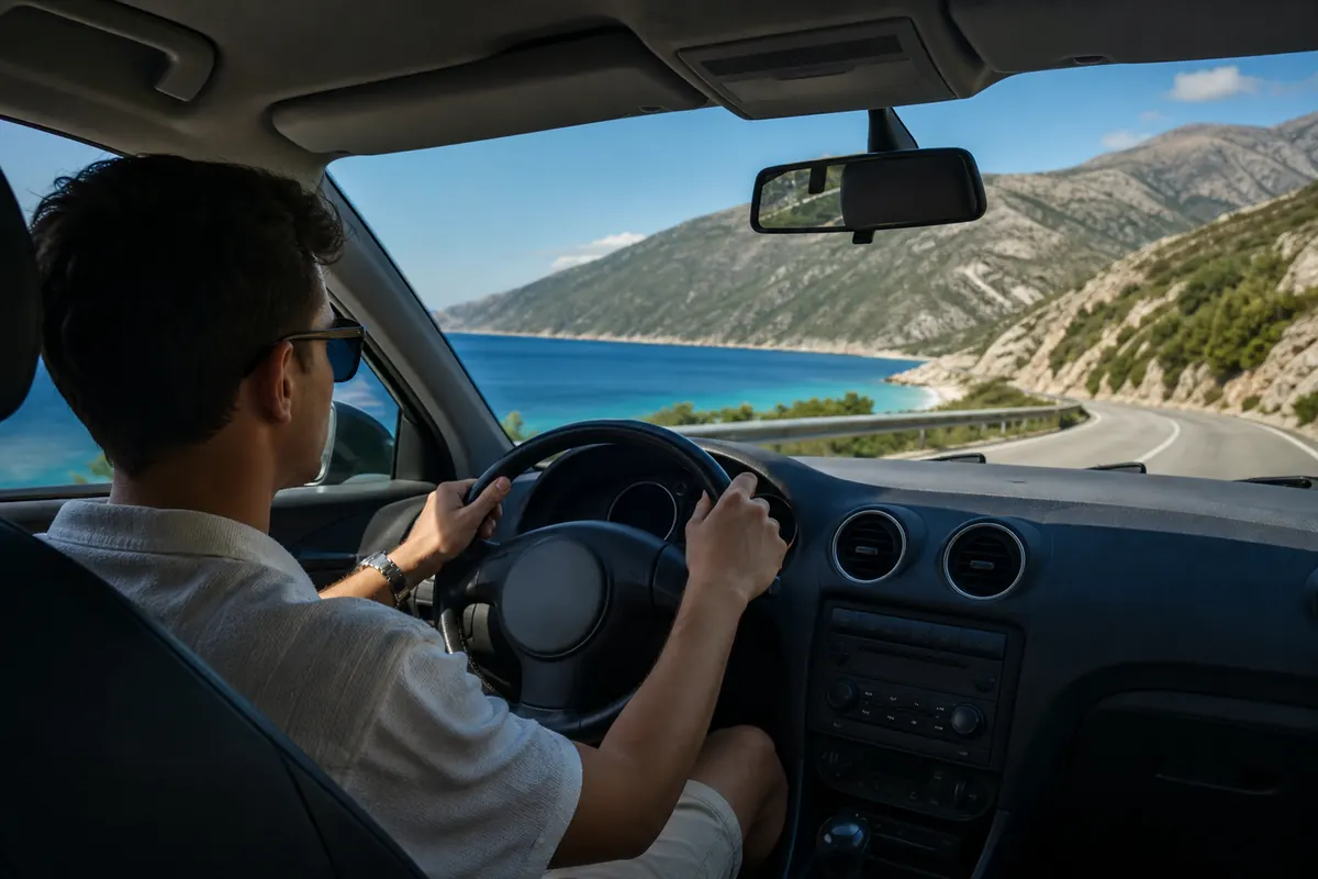 Utilisation du GPS sur smartphone pendant un road trip en Albanie.
