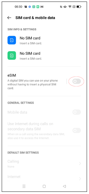 SIM Card and Mobile Data Enabled